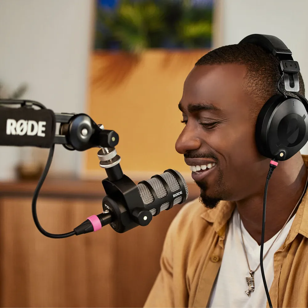 Voice-over artist recording on the RØDE PodMic