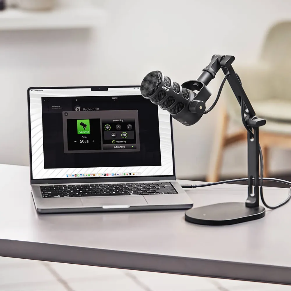 RØDE companion software controlling the PodMic USB processing